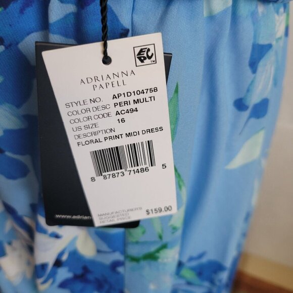 Adrianna Papell Blue Halter Tie Neck Floral Sleeveless Maxi Dress Size 16 - Picture 9 of 11